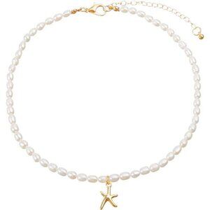 Freshwater Pearl Choker Necklace 14K Gold Plated Handmade Jewelry Gift